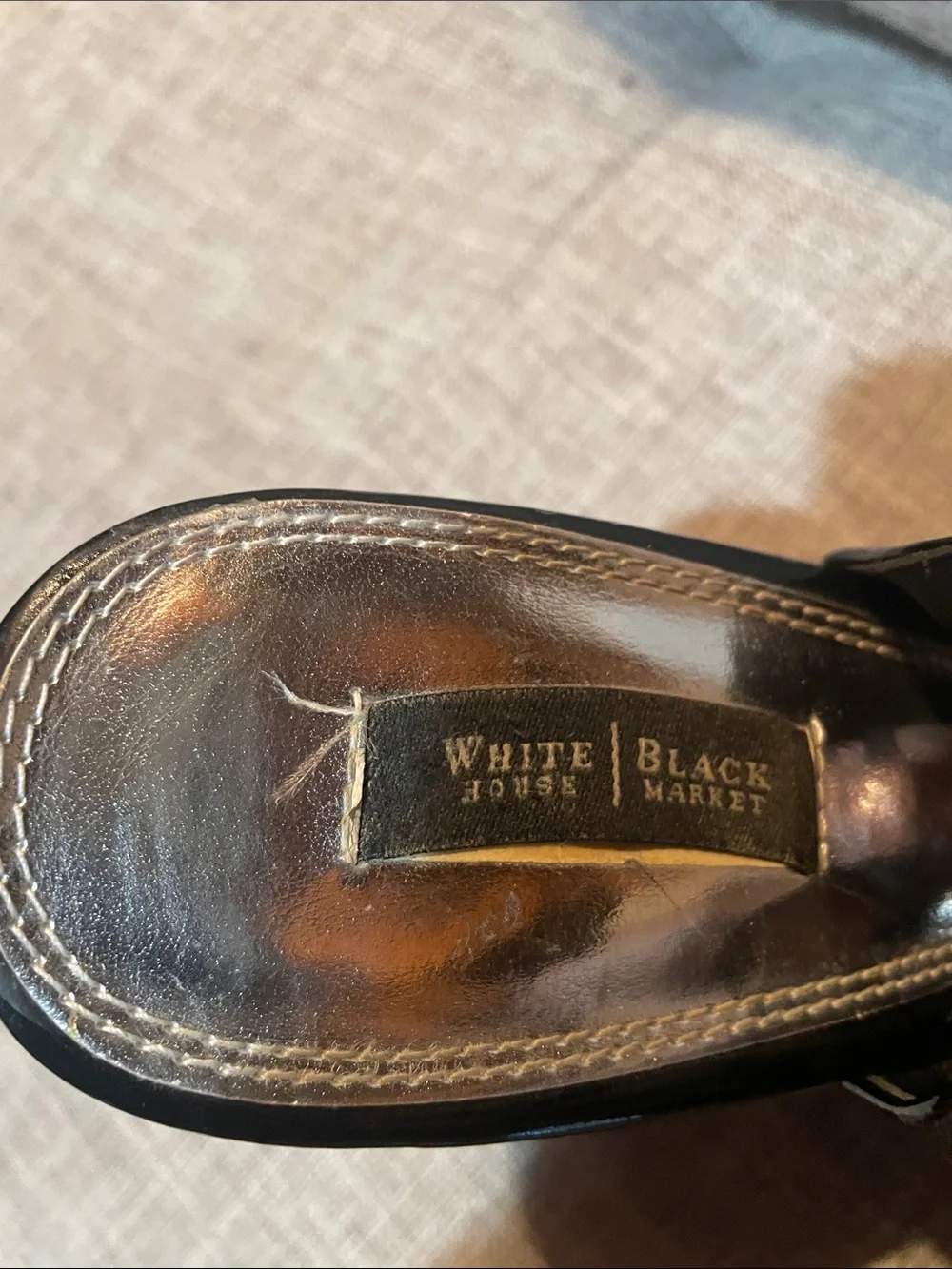 White House Black Market Venice Black Leather Wedge Sandals Women’s Size 8.5